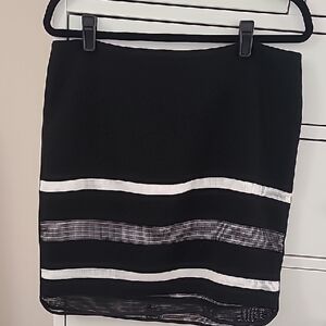 White House Black Market Black Skirt with White Stripes